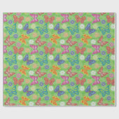 ラグジュアリーモダンナチュラルフローラ蝶 ラッピングペーパー (フラット)