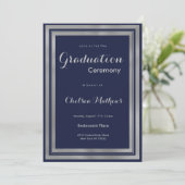 ラグジュアリーモダンネイビーブルーシルバー卒業 招待状 (スタンド正面)