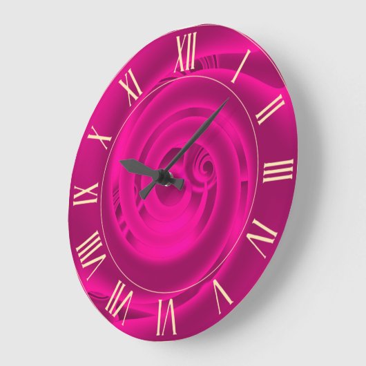 ラグジュアリーモダンネオンピンク抽象芸術フローラバラ ラージ壁時計 (傾斜)