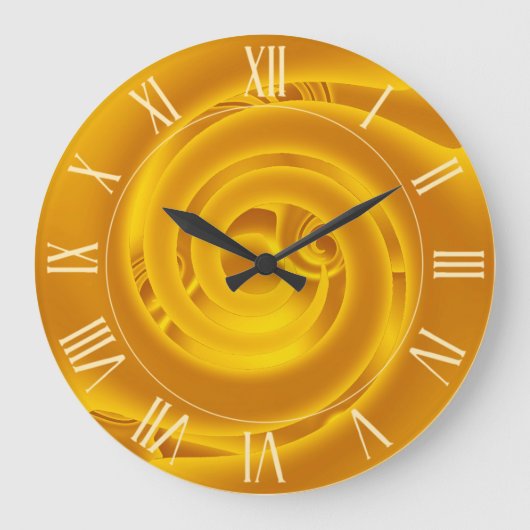 ラグジュアリーモダンネオン金ゴールド抽象芸術フローラバラ ラージ壁時計 (正面)