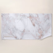 ラグジュアリーモダンバラ-金ゴールドマーブルストーン ビーチタオル (正面)
