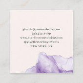 ラグジュアリーモダンパープルウォーターカラーゴールドフォイル スクエア名刺 (裏面)