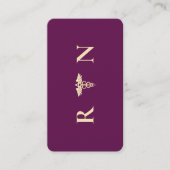 ラグジュアリーモダンパープル金ゴールドRNモノグラムナース 名刺 (正面)