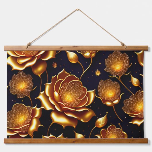 ラグジュアリーモダンビッグ金ゴールドバラコレクション 吊り下げ型タペストリー (正面)