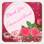 ラグジュアリーモダンピンクローズテキストを追加 スクエアシール (正面)