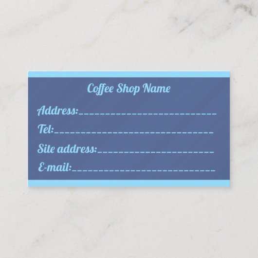 ラグジュアリーモダンフリーブルーマーブルコーヒー 名刺 (裏面)