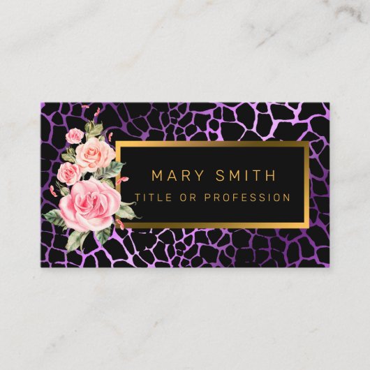 ラグジュアリーモダンフローラタイガーあなたのテキストを追加 名刺 (正面)