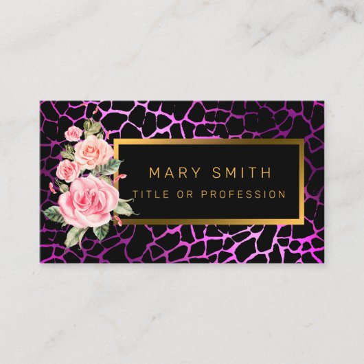 ラグジュアリーモダンフローラタイガーあなたのテキストを追加 名刺 (正面)