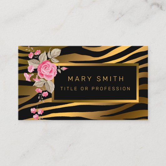 ラグジュアリーモダンフローラタイガーあなたのテキストを追加 名刺 (正面)