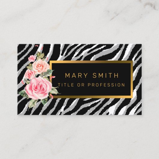 ラグジュアリーモダンフローラタイガーあなたのテキストを追加 名刺 (正面)