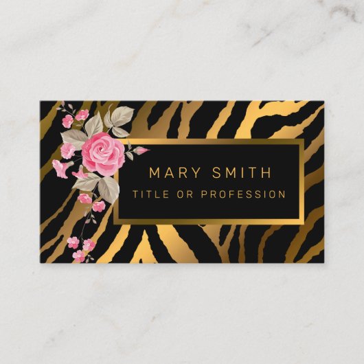 ラグジュアリーモダンフローラタイガーあなたのテキストを追加 名刺 (正面)