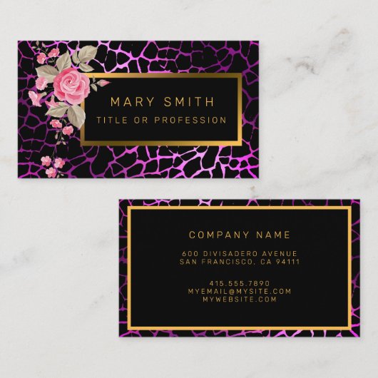 ラグジュアリーモダンフローラタイガーあなたのテキストを追加 名刺 (正面/裏面)