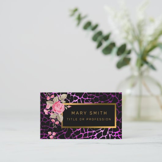 ラグジュアリーモダンフローラタイガーあなたのテキストを追加 名刺 (スタンド正面)