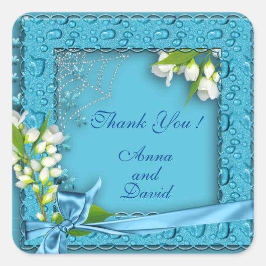 ラグジュアリーモダンフローラテキストの追加 スクエアシール (正面)