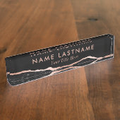 ラグジュアリーモダンブラックバラ金ゴールドアガテマーブル デスクネームプレート (側面)