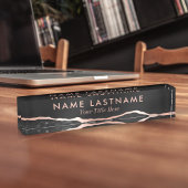 ラグジュアリーモダンブラックバラ金ゴールドアガテマーブル デスクネームプレート