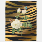 ラグジュアリーモダンブラック金ゴールドバラティガー フリースブランケット (正面)