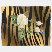 ラグジュアリーモダンブラック金ゴールドバラティガー フリースブランケット (正面(横))