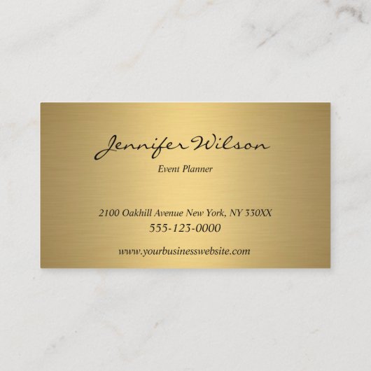 ラグジュアリーモダンブラック&金ゴールドグリッターイベントプランナー 名刺 (裏面)