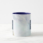 ラグジュアリーモダンブルーマーブル名前をカスタムするコーヒー マグカップ (中央)