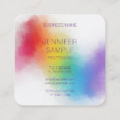 ラグジュアリーモダンプロフェッショナルエレガントレインボー スクエア名刺 (裏面)