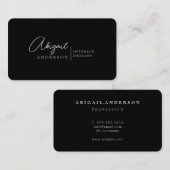 ラグジュアリーモダンプロフェッショナルブラックグレーシグネチャー 名刺 (正面/裏面)