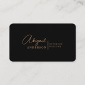 ラグジュアリーモダンプロフェッショナルブラックブラウンシグネチャー 名刺 (正面)