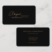 ラグジュアリーモダンプロフェッショナルブラックブラウンシグネチャー 名刺 (正面/裏面)