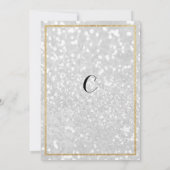 ラグジュアリーモダンホワイト金ゴールドグリッター退職パーティー 招待状 (裏面)