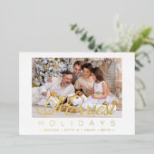 ラグジュアリーモダンミニマメリーリストホリデー写真 箔シーズンカード (立ち正面)