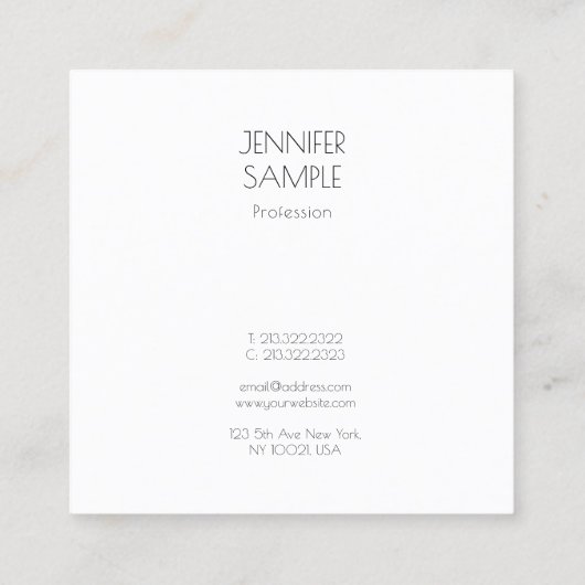 ラグジュアリーモダンミニマルエレガントテンプレート スクエア名刺 (裏面)