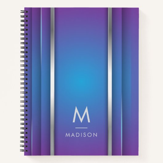 ラグジュアリーモダンミニマル抽象芸術バイオレットブルー ノートブック (正面)