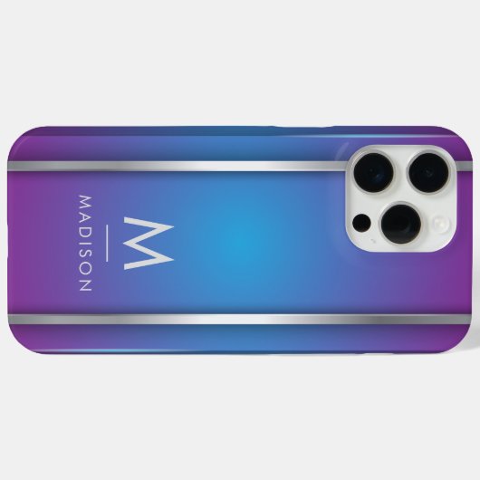 ラグジュアリーモダンミニマル抽象芸術バイオレットブルー Case-Mate iPhoneケース (裏面 (横))