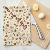 ラグジュアリーモダンラヴエレガント金ゴールドハート キッチンタオル (四つ折り)