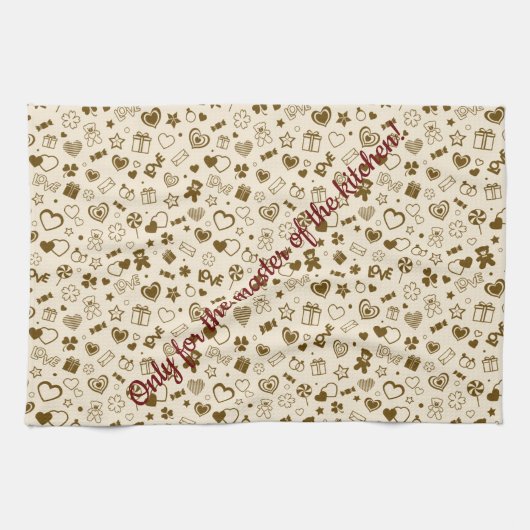 ラグジュアリーモダンラヴエレガント金ゴールドハート キッチンタオル (横)