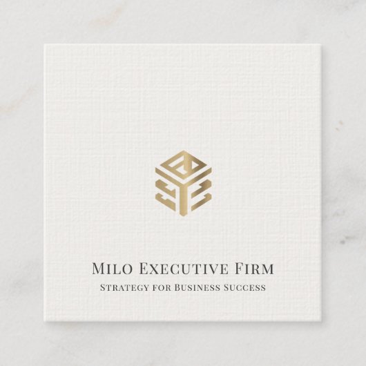 ラグジュアリーモダンロゴリネン スクエア名刺 (正面)