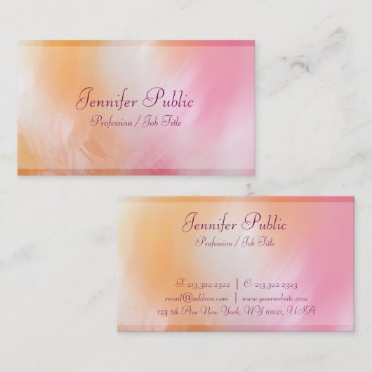 ラグジュアリーモダン抽象芸術アートトレンディーシカラフルック 名刺 (正面/裏面)