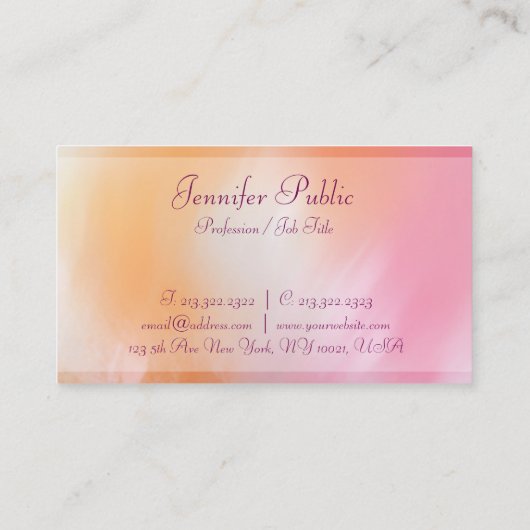 ラグジュアリーモダン抽象芸術アートトレンディーシカラフルック 名刺 (裏面)