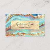 ラグジュアリーモダン抽象芸術フェイクアゲートマーブルティール（緑がかった色）金ゴールド 名刺 (正面)