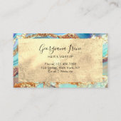 ラグジュアリーモダン抽象芸術フェイクアゲートマーブルティール（緑がかった色）金ゴールド 名刺 (裏面)