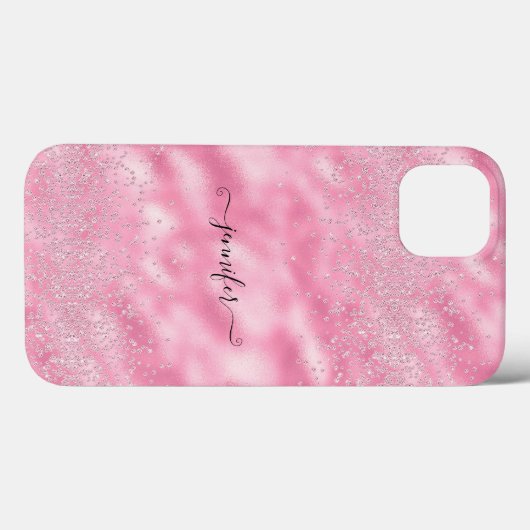 ラグジュアリーモダン赤面ピンクシックグラムダイヤきらきら光るモンド Case-Mate iPhoneケース (裏面 (横))