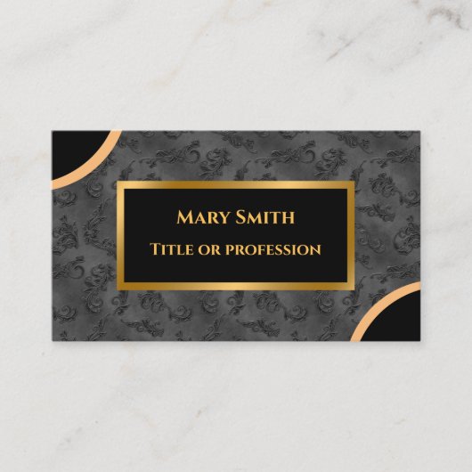 ラグジュアリーモダン金ゴールドシルバーダマスク名刺 名刺 (正面)