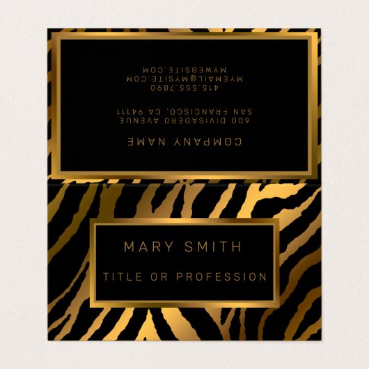 ラグジュアリーモダン金ゴールドタイガーあなたのテキストを追加 名刺 (外部フラット)