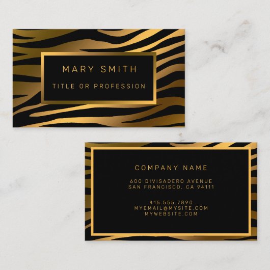 ラグジュアリーモダン金ゴールドタイガーあなたのテキストを追加 名刺 (正面/裏面)