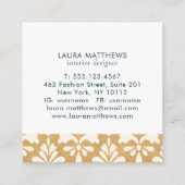 ラグジュアリーモダン金ゴールドネイビーダマスクプロフェッショナル スクエア名刺 (裏面)