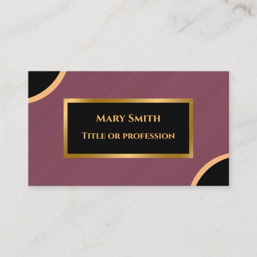ラグジュアリーモダン金ゴールドバーガンディーマーブル 名刺 (正面)