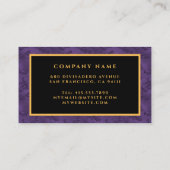 ラグジュアリーモダン金ゴールドパープルダマスク 名刺 (裏面)