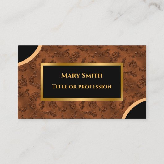 ラグジュアリーモダン金ゴールドブラウンダマスク名刺 名刺 (正面)
