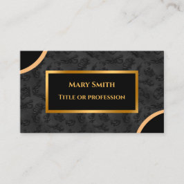 ラグジュアリーモダン金ゴールドブラックダマスク 名刺