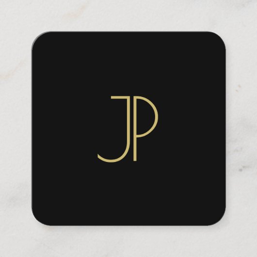 ラグジュアリーモダン金ゴールドルックモノグラムイニシャルテンプレート スクエア名刺 (正面)